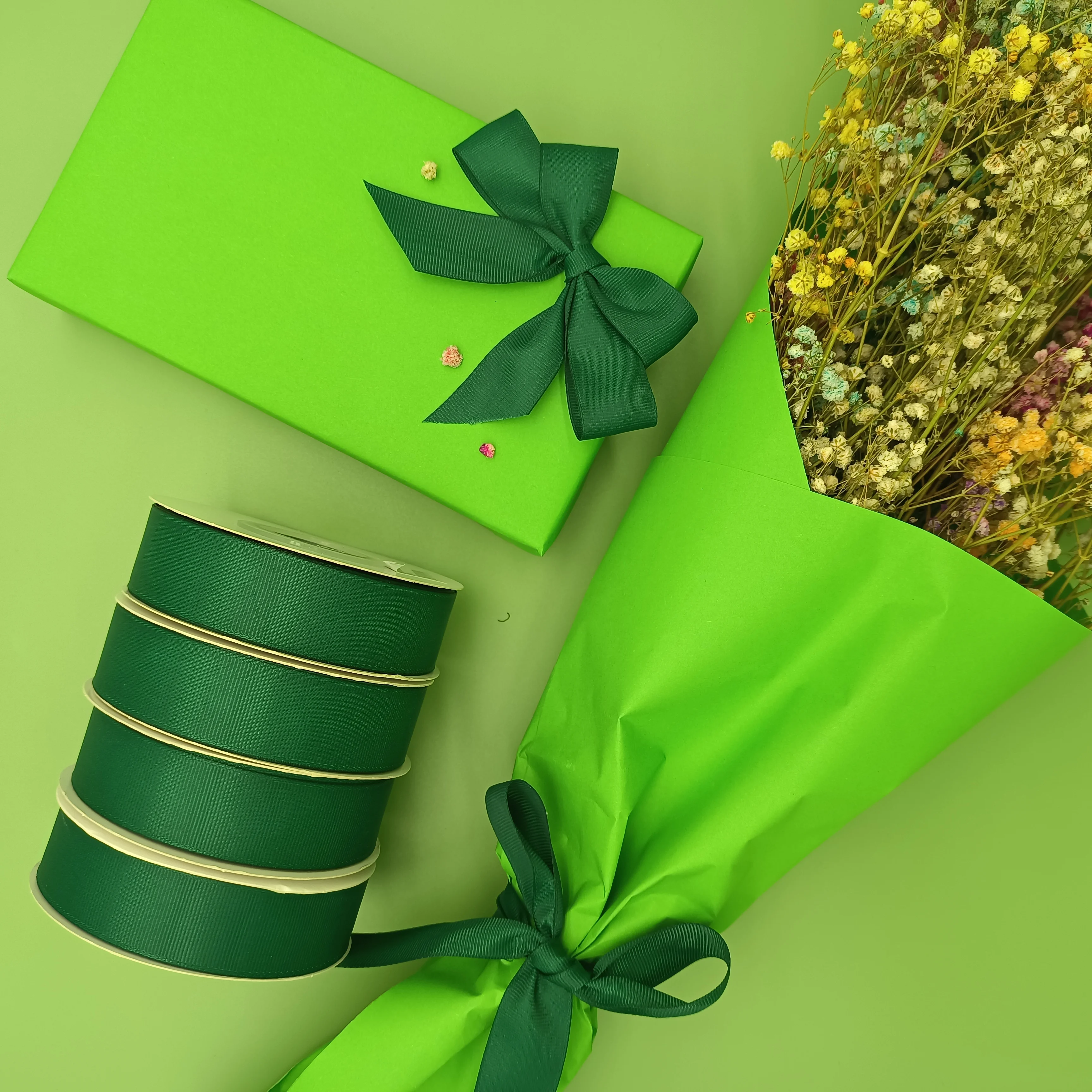 196 colors solid colors plain colors and green double face ribbons grosgrain 100% polyester gross grain ribbon