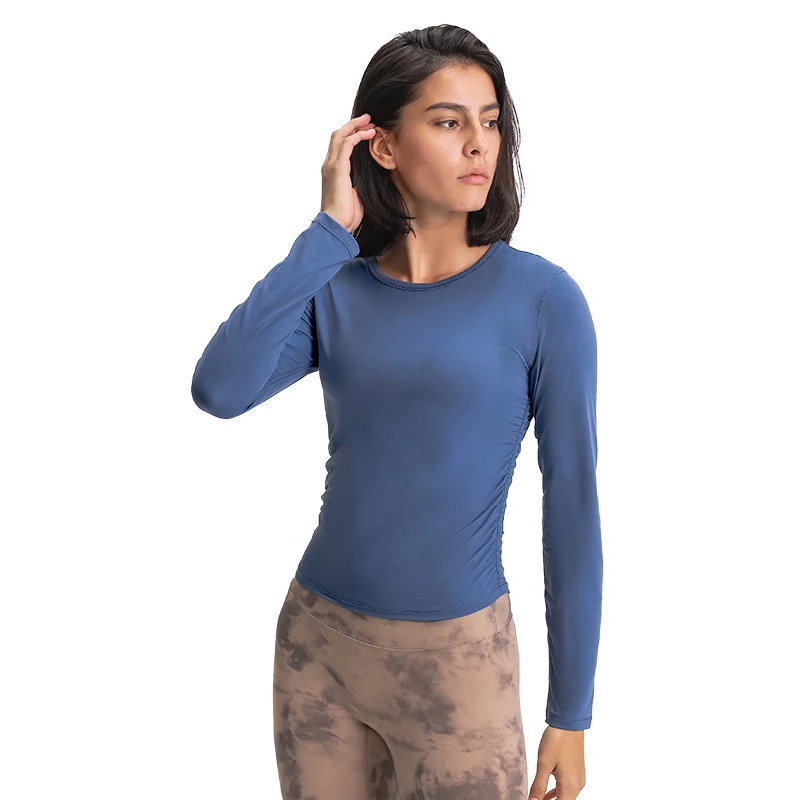 
Wholesale long sleeve crop top set women tops 2020 long sleeve pink long sleeve yoga top 
