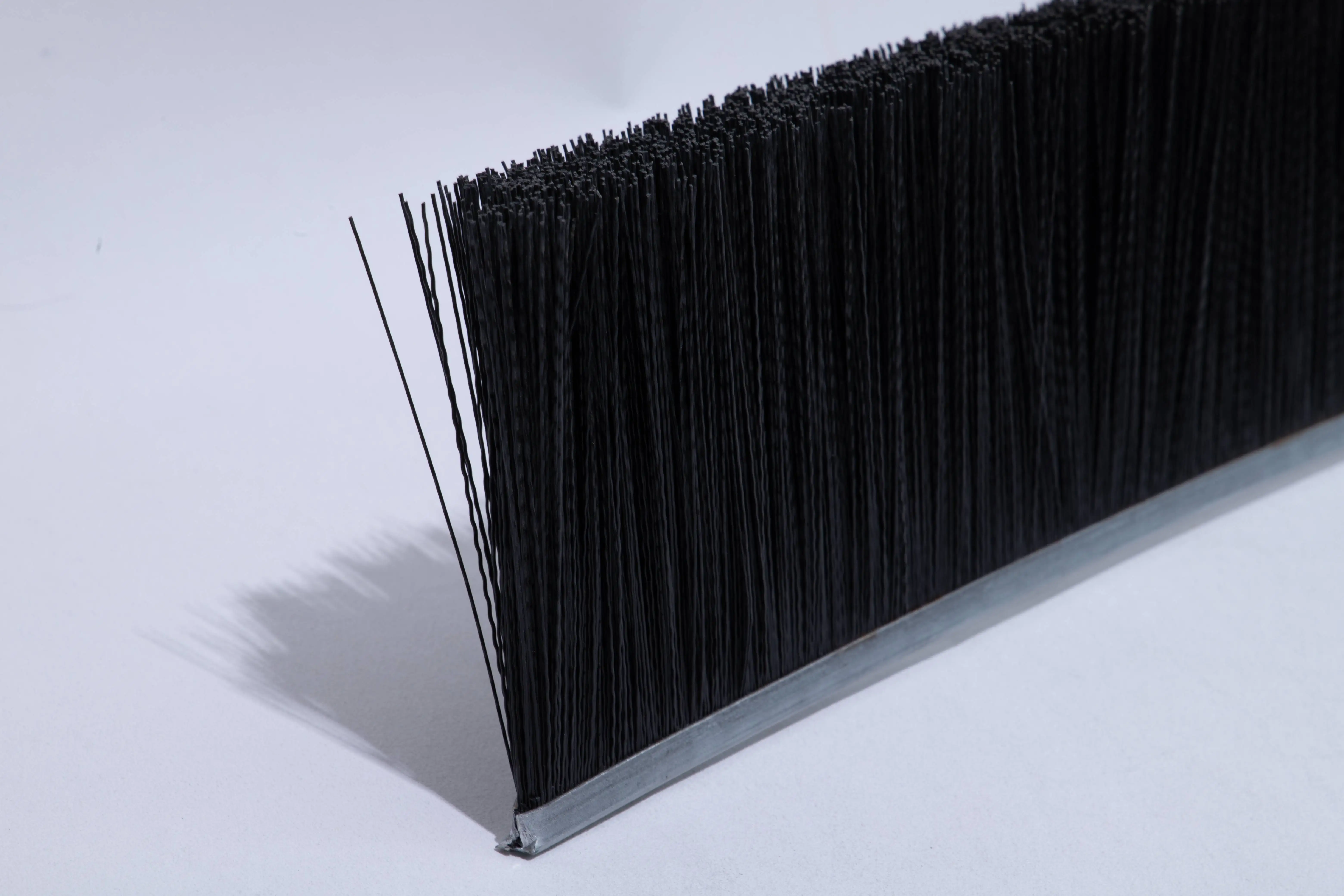 rigid or metal  nylon bristle flexible strip brush  industrial steel straight strip brushes