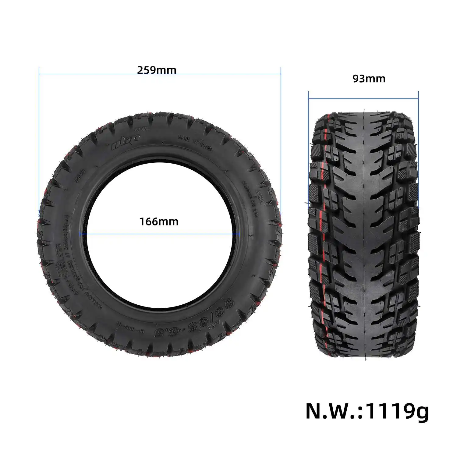 Ulip 90/65-6.5 Off-road Tubeless Tire for 11 inch Inflatable Tyre for Zero 11X/Speedual Plus/Dualtron Ultra/Kaabo Scooter