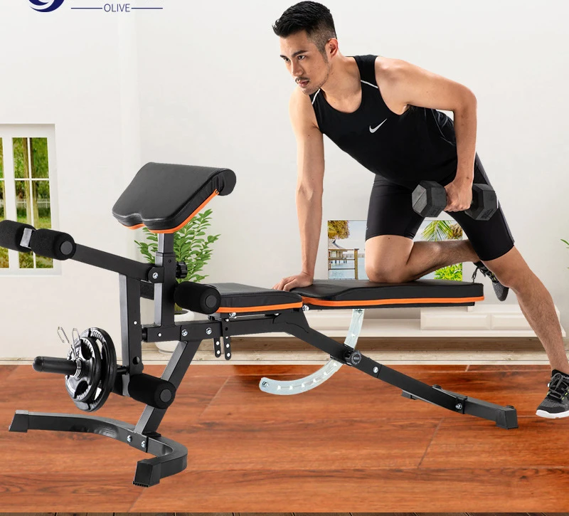 
Multi-functional dumbbell bench 4 in 1 home training bench with dumbbell bench, supine board, Roman chair and preacher curl 