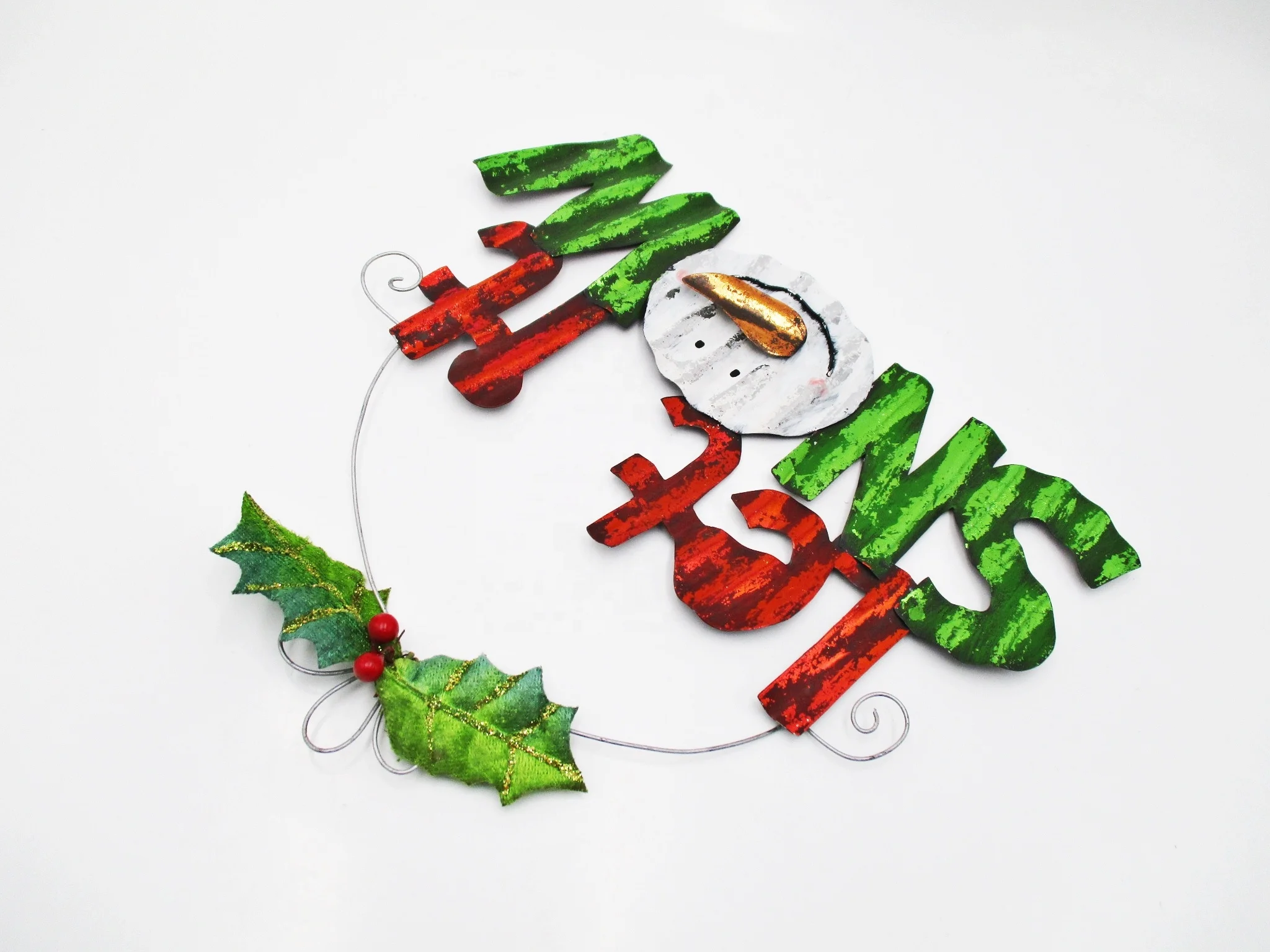 
Rustic Colorful Foil Wave Metal Sheet Hanging Christmas Decoration Snowman Let it Snow Sign 