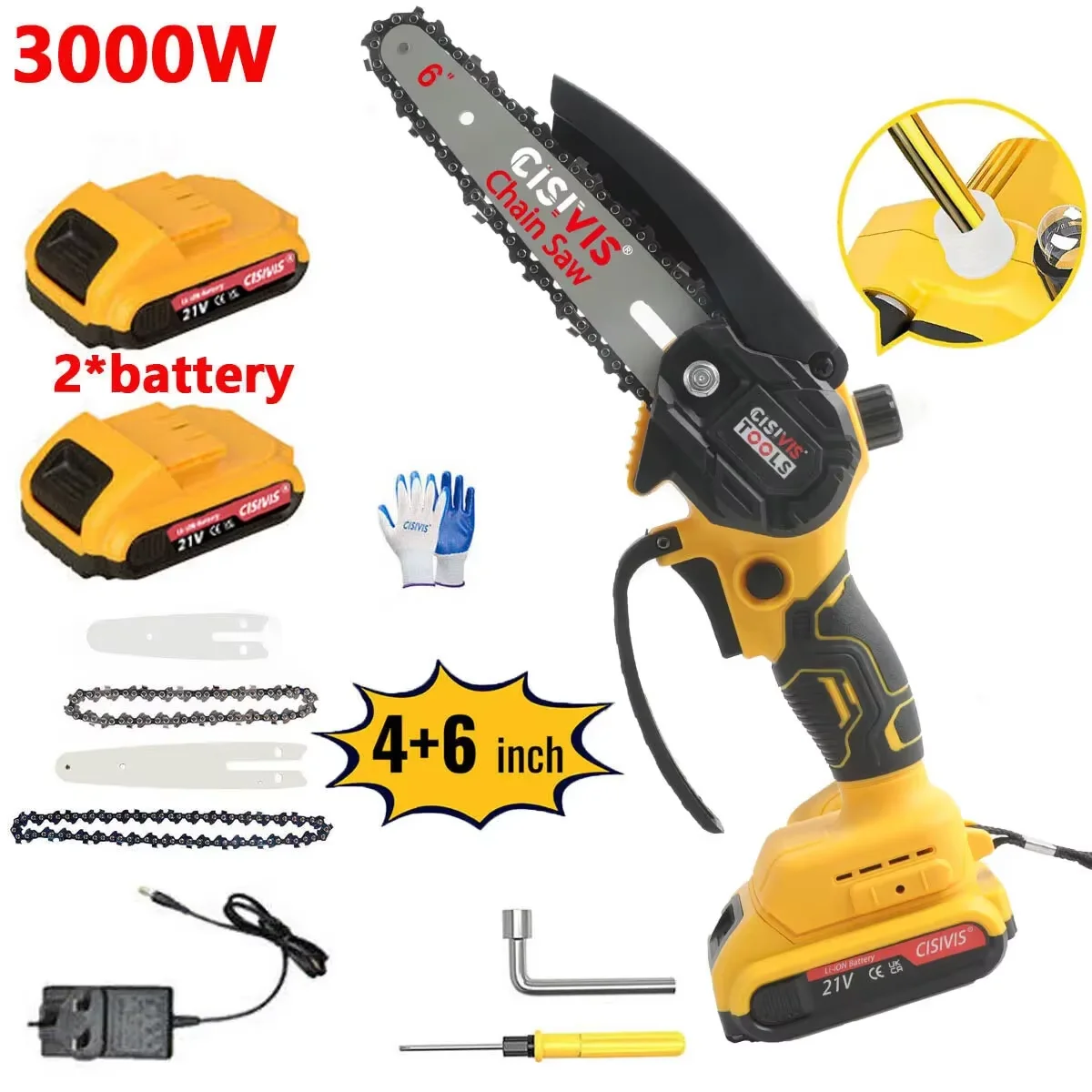 CISIVIS 21V Electric Mini Wood Chain Saw Machine set Economically Priced Cordless ChainSaw OEM