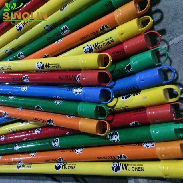 machine making plastic PVC coated colorful for wooden broom with handle stick and wood mop pole bucket cleaning floor dust pan