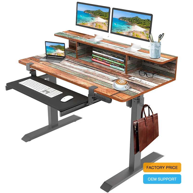 Ergonomic Electric Height Adjustable Standing 120 x 60 cm Computer Desk & Workstation Table Sit Stand Up Desk
