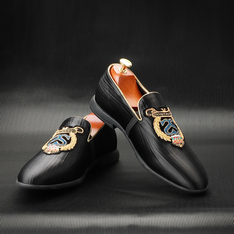 Big size 37-48 Italian Men Formal Shoes Designer 2023 Luxury Slip On Fashion Wedding Party Prom Black Loafers For Men 1907