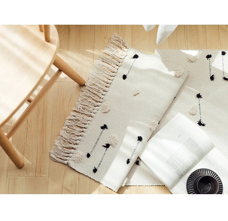 Style Luxury Handwaven Carpet Cotton Woven Handmade Tufted Shaggy Flooring Carpets For Living room