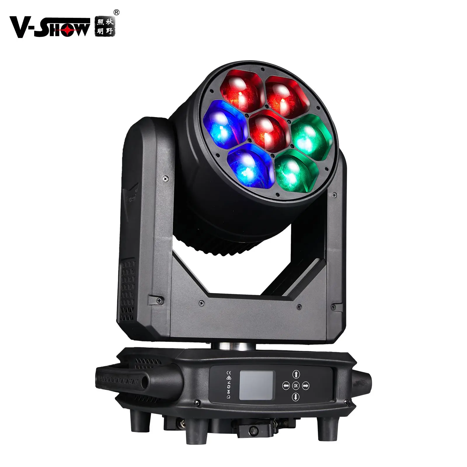 VSHOW R740L  shipping from USA 1pcs DMX Splash Lights 7PCS 40w Beam Wash Zoom Light led Stage Lighting RGBW 4in1 Moving Head