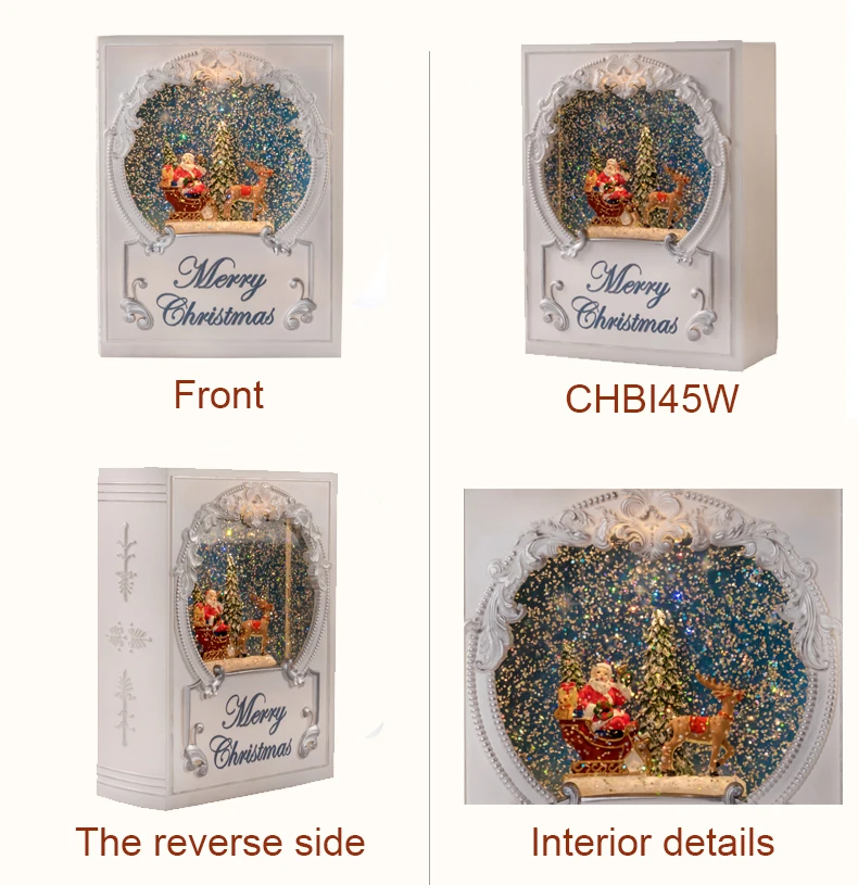 Merry Christmas Plastic Custom Wholesale Cheap Vintage Books Water Popular Supplier Hand-made Delicate Christmas Snow Globe