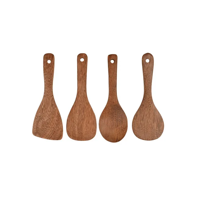 Good Quality 4 Pack Wooden Spatula For Cooking Nonstick Kitchen Wok Spatula