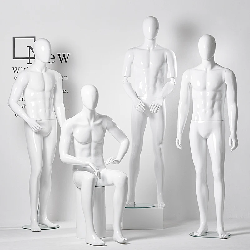 Wholesale Luxury Glossy White Fashion Manikin Dummies White Plastic Male Mannequin Full Body for Luxury Suits