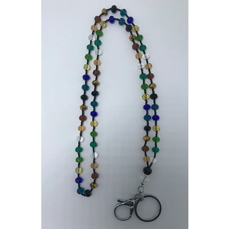 2022 New Arrive hand made crystal beads lanyards  with  metal lobster claw