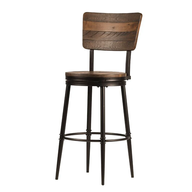 Wood Stool Chairs Cafe Stools And Metal Modern Round Seat Reclaimed Solid Wooden Bar Chair For Bar