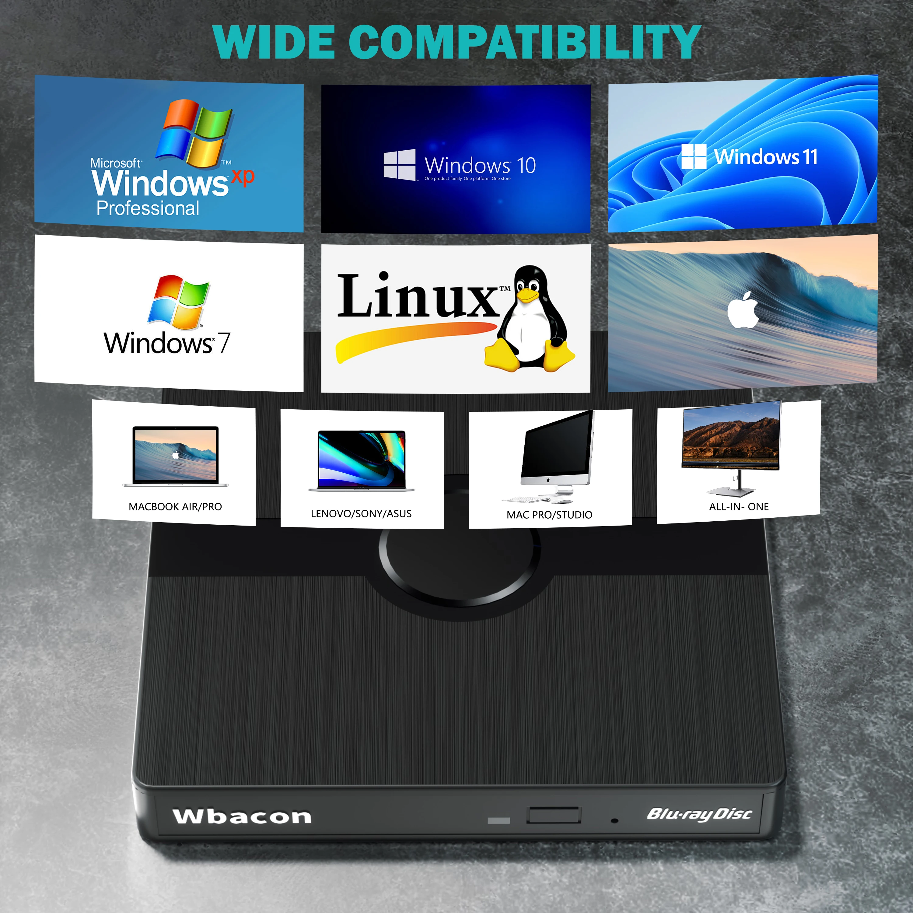 New design blue-ray usb 4k recorder cd dvd dvd bd storage portable slim dvd-rw external drive Plug and play