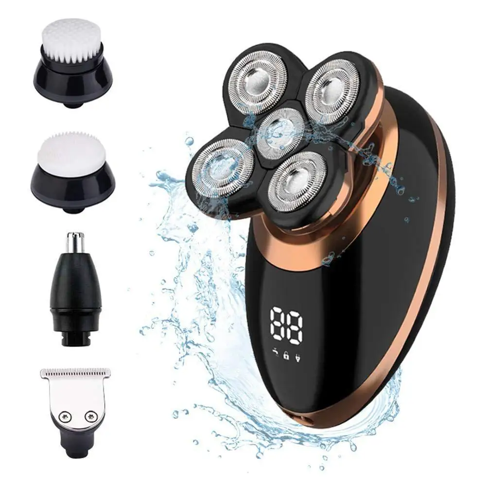 
5 in 1 Amazon Hot Selling Shaving Machine USB Groomer Waterproof Rotary Razor Beard Nose Hair Trimmer Electric Shaver for Men 