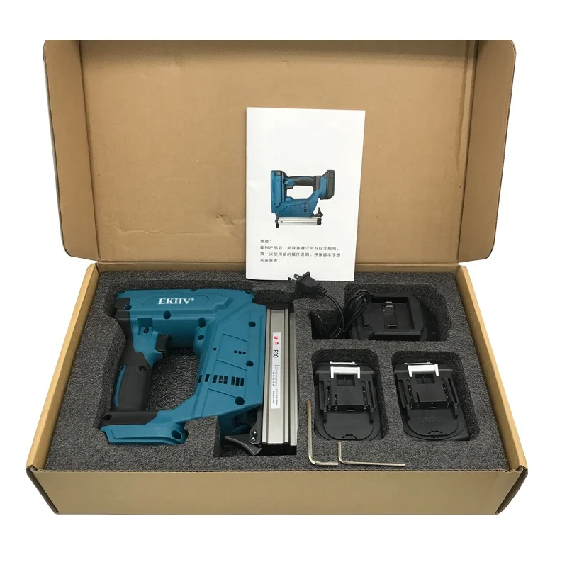 EKIIV 18v electric nail gun straight row nails 21V electric brushless electric tools F30 F50 bret pneumatic stapler nail gun