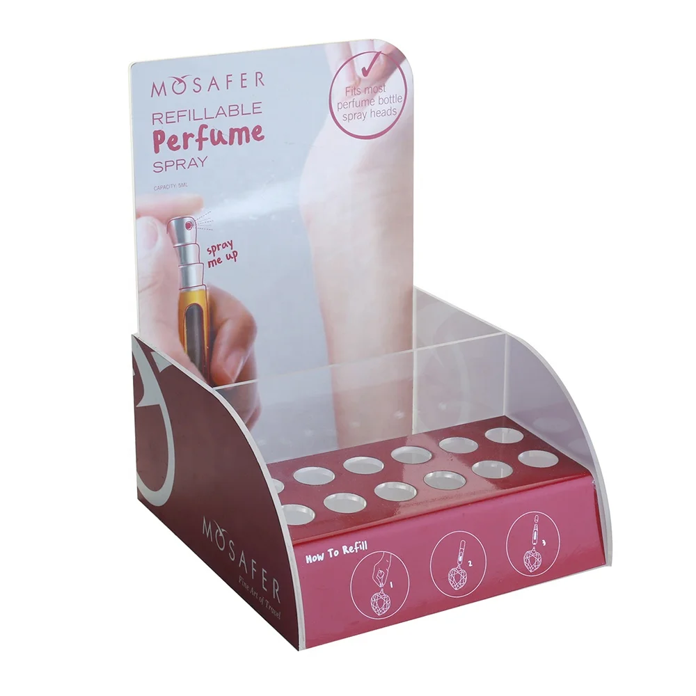 Custom Acrylic POP and POS Perfume Display Stands, Plexiglass Countertop Cosmetic Makeup Retail Displays