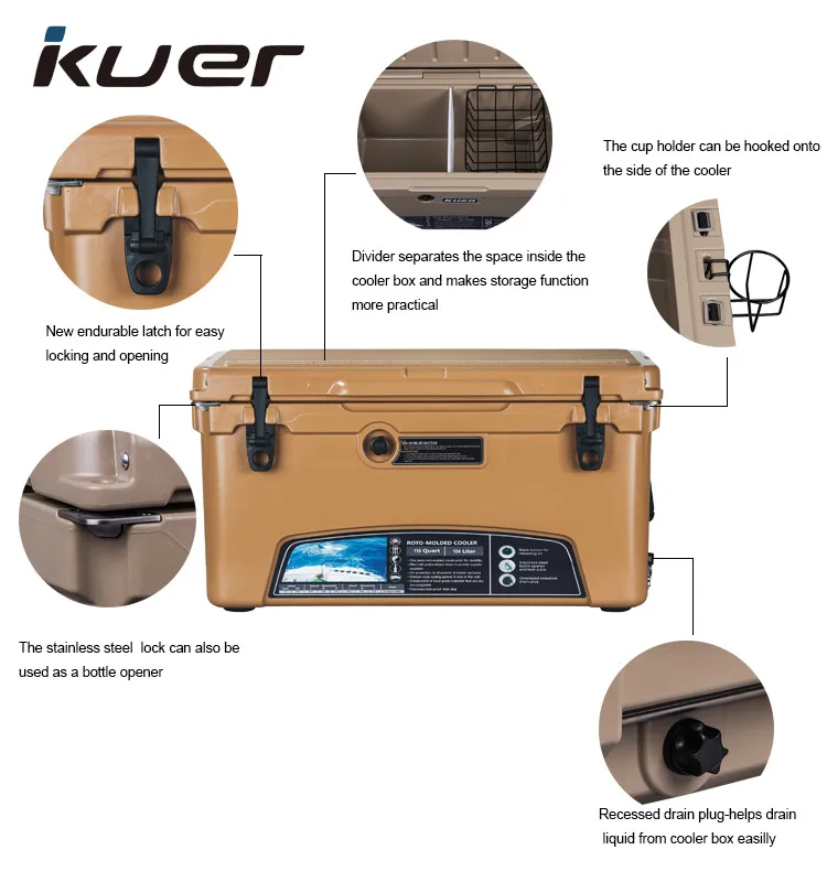 Kuer 110QT Рото литая пластиковая коробка для холодильника со льдом охлаждающая кемпинга и рыбалки на открытом