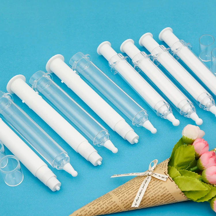 Custom 5ml 10ml 20ml silk screen printing empty plastic cosmetic airless syringe bottles