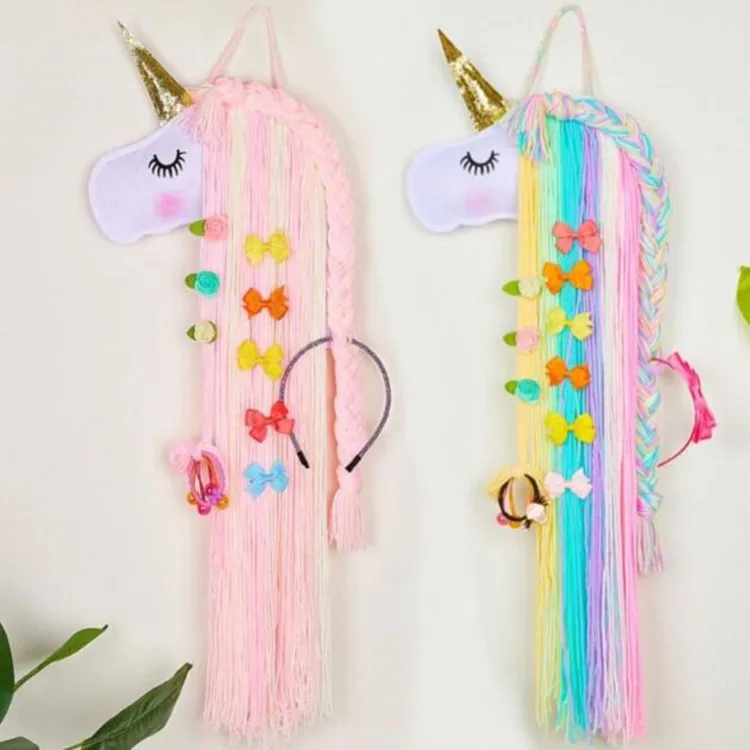 INS/Лидер продаж «Unicorn Hair бантики держатель Органайзер для маленьких девочек заколку хранения заколка волос висит дисплей Детские по обеим сторонам) украшение