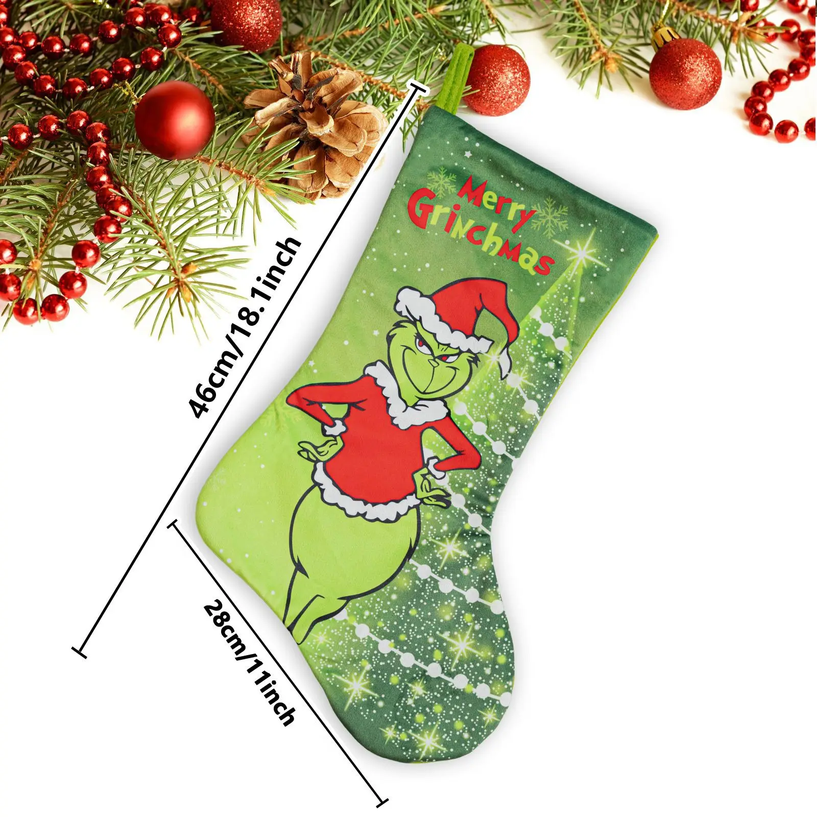 Новинка 2025 рождественские конфеты и подарок носочки плюшевая сумка Декор Grinch-chi Green Festival Рождественская Подарочная для детей