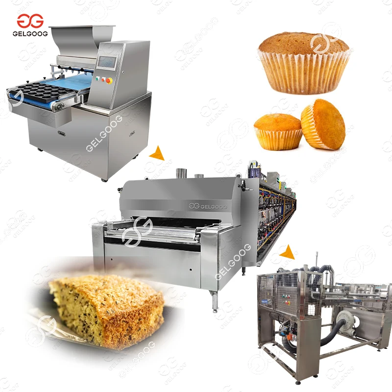 Full Auto Cup Cake Tunnel Oven Baking Sesame Seed Cake Making Chinese Cupcake Production