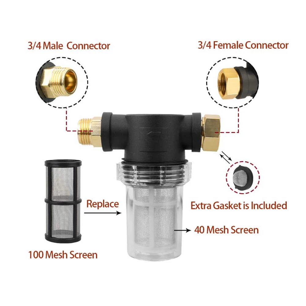 100/40 Mesh Water Hose Filter Screen Garden Hose Inlet Filter for High Pressure Washer Sediment Filter Attachment Line