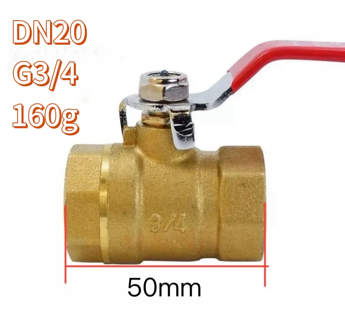 Brass Ball Valve DN15-DN50 Forged Brass Ball Valve Red Handle Bidirectional Full Port Manual Water Air Valve Hydraulic