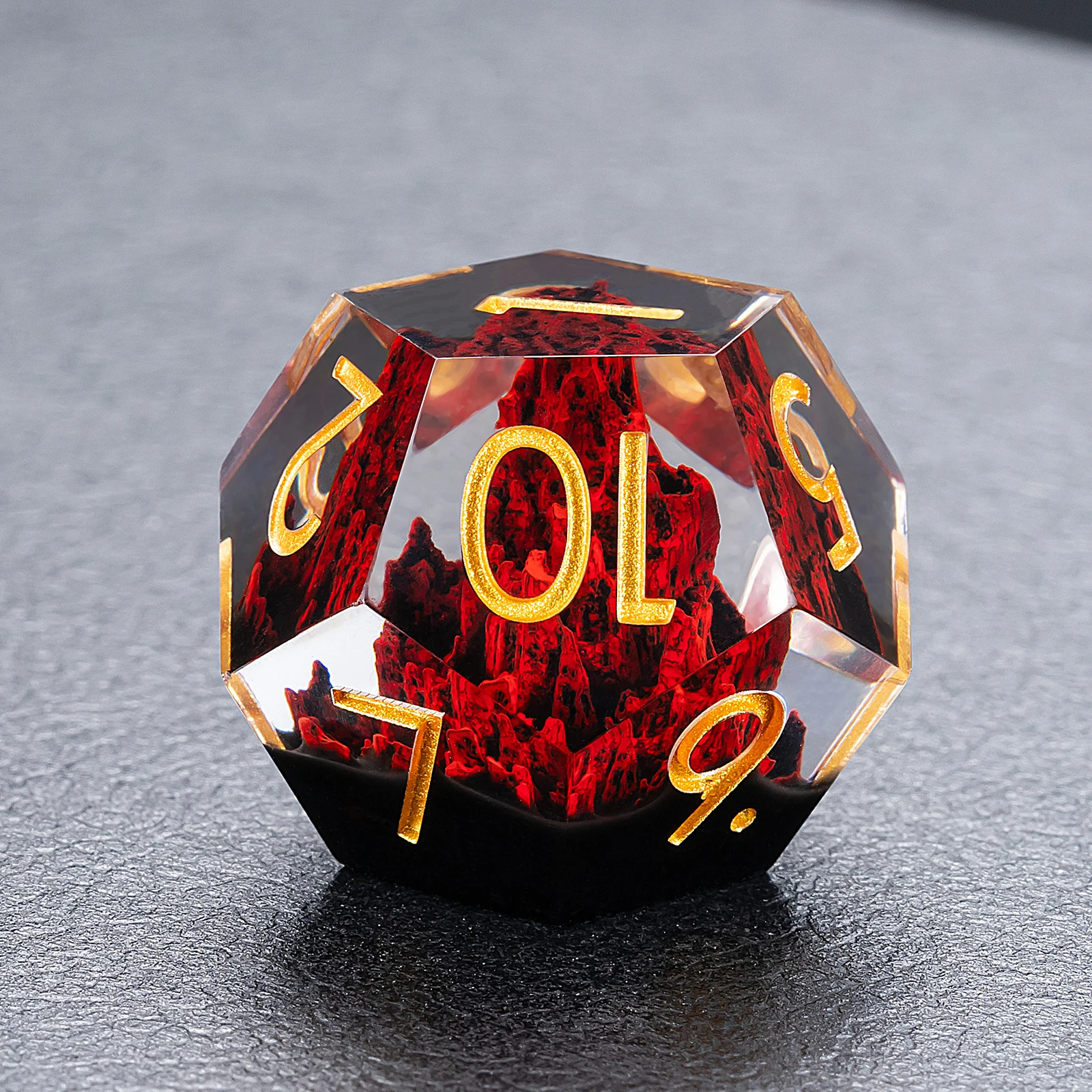 Beautiful Mountain Stone Inside Polyhedral Dice Sharp Edge Resin Dice Set For Dnd Game