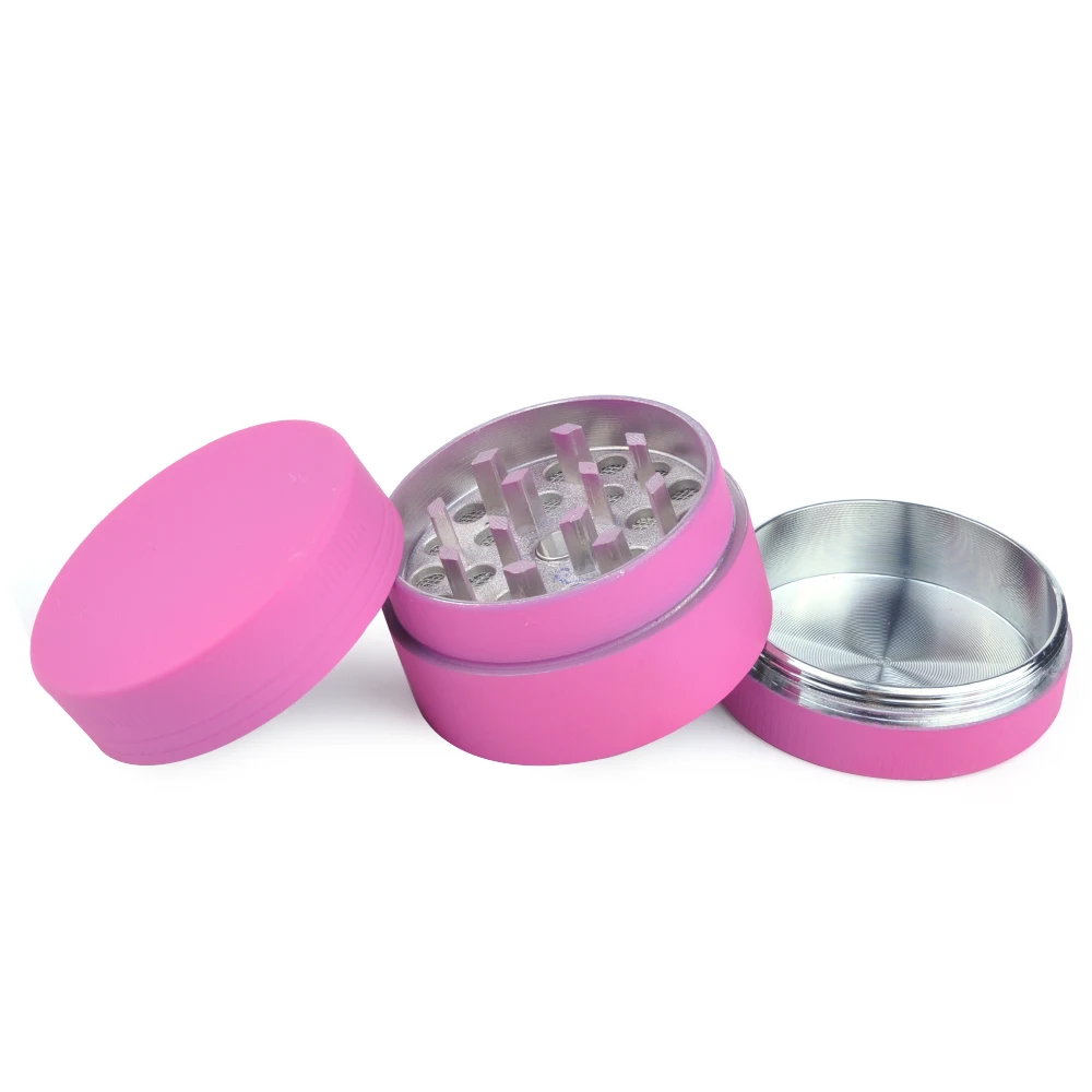 50mm 63mm 4 Layers Pink Rubber Paint Painted Finish Zinc Alloy Spice Tobacco Herb Grinder