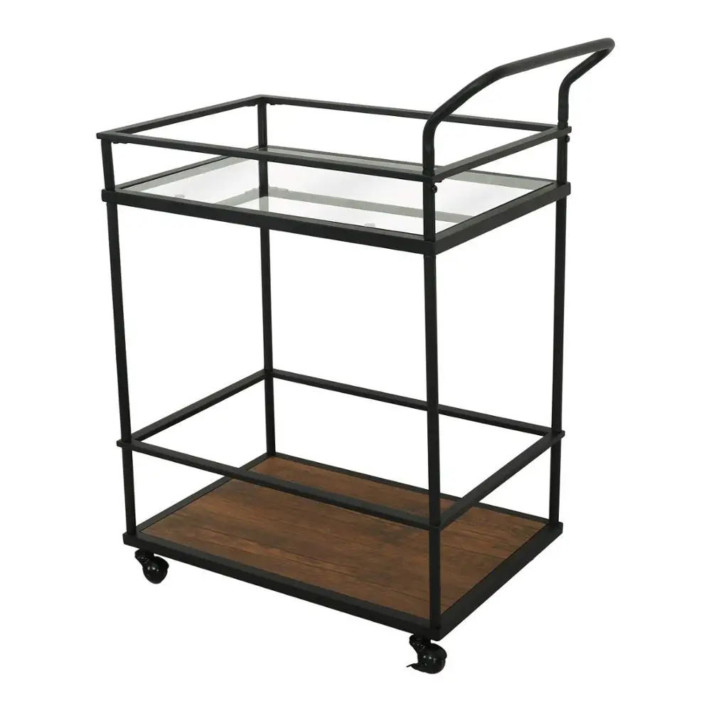 
Professional rolling trolley island wooden mobile truck food kitchen cart 