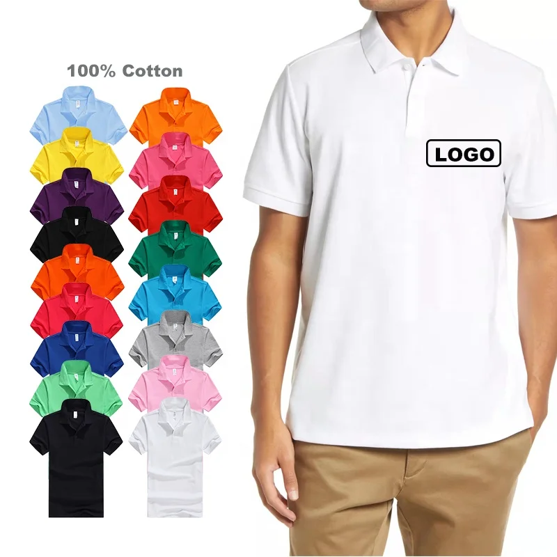 High Quality Work Uniform Polo T Shirt Solid Custom Company Logo Embroidery Business Office Staff Workwear Men Polo Shirt