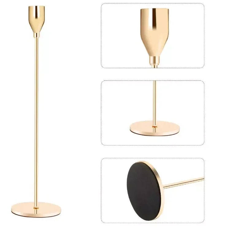 foryoudecor popular custom color set of 6 golden stick candle holder wedding decoration candle holder