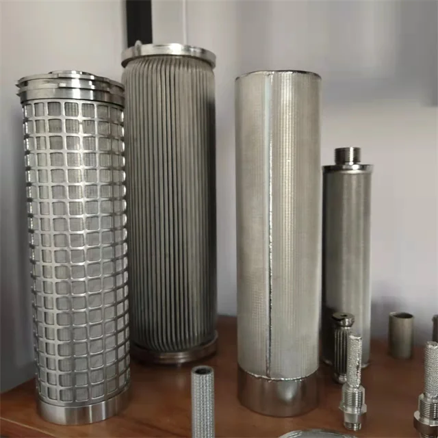 Supply 304 multi-layer stainless steel sintered mesh filter thread interface sintered wire filter cartridge