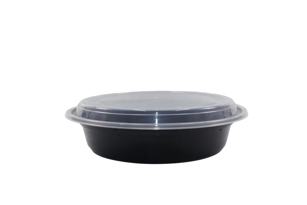 Disposable Black Plastic Lunch Box Microwave Safe Meal Prep Takeout Food Package Container