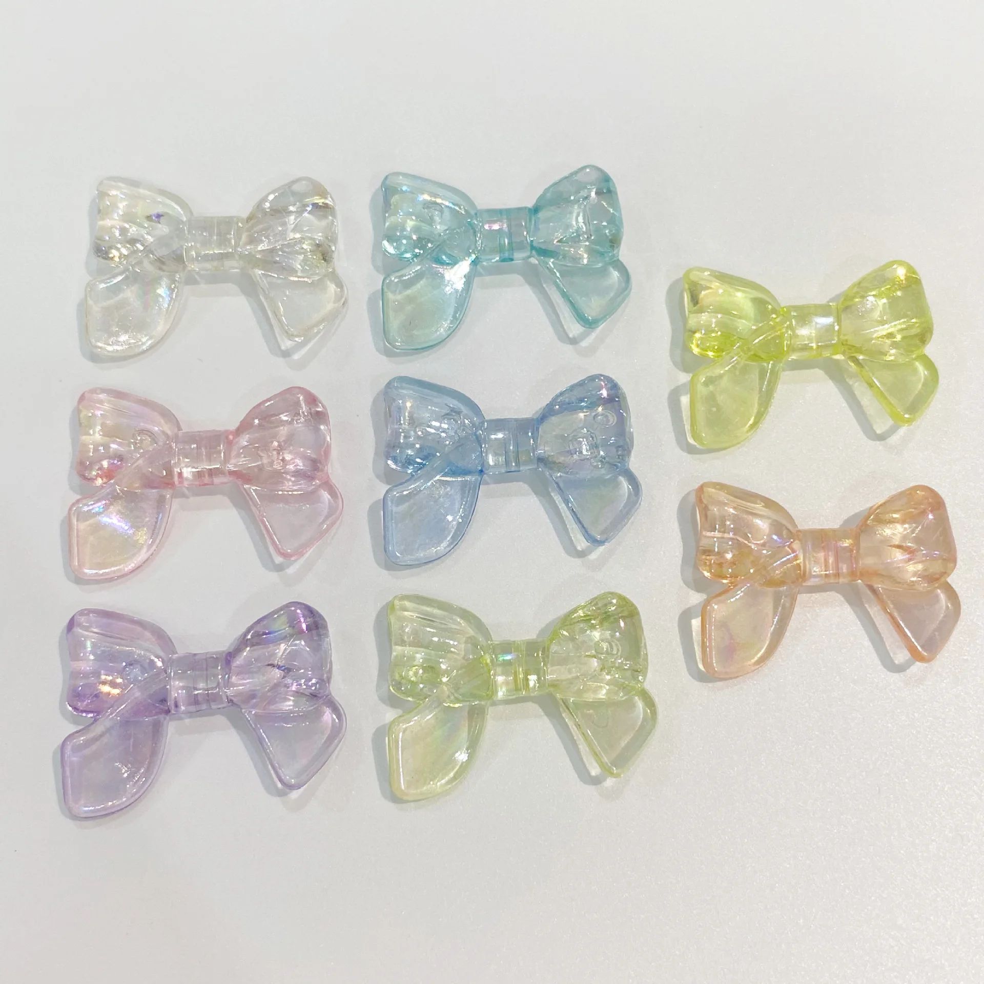 JC Crystal Wholesale 24*32mm transparent acrylic bow beads , Hot sales acrylic plastic loose bow beads for jewelry making