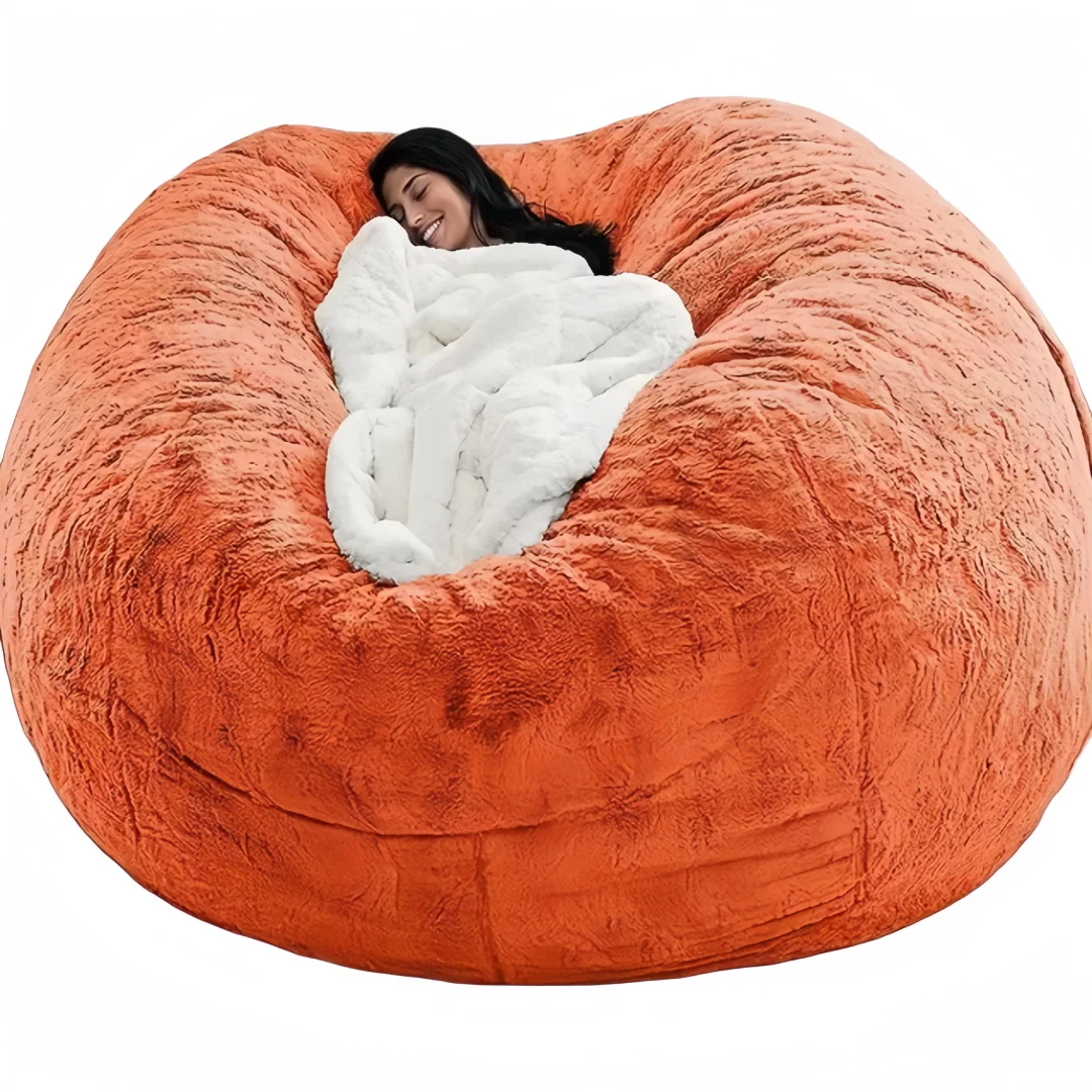 wholesale hot selling fluffy lazy floor sofa cushion giant fur bean bag chair cover for kids adults fabric cover leisure sofas