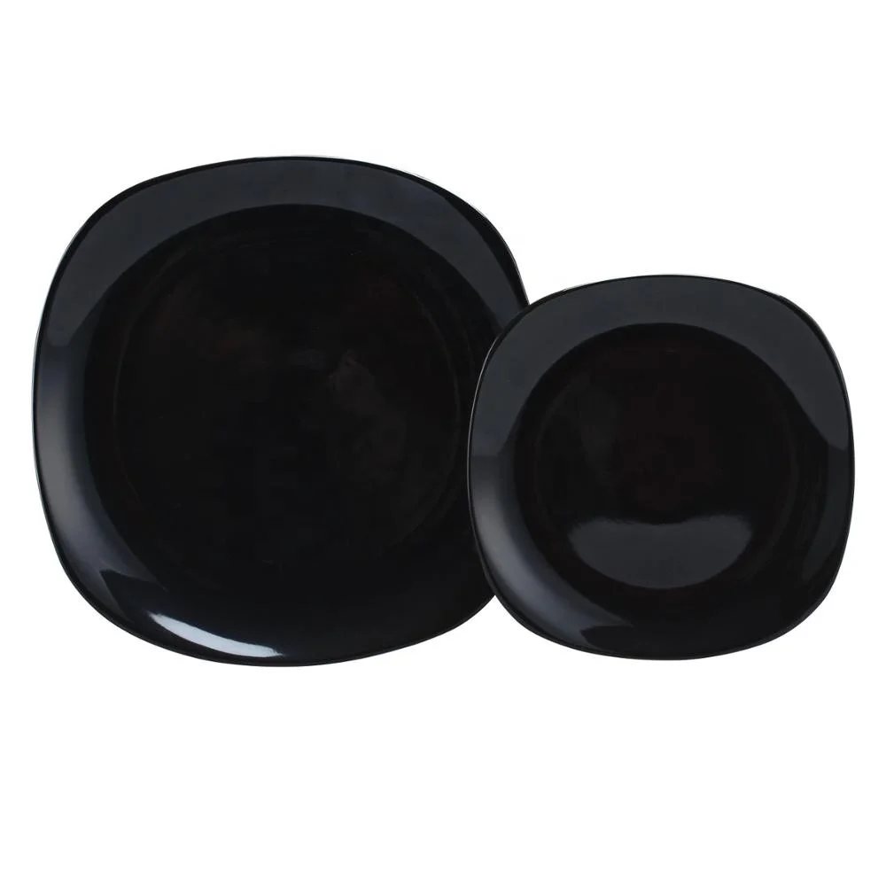 Квадратный керамический обеденный набор из 16 предметов комплект черной посуды керамики столовые
