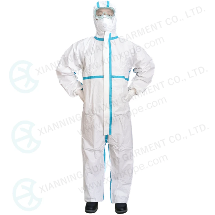 Blue  taped microporous coverall safety protected