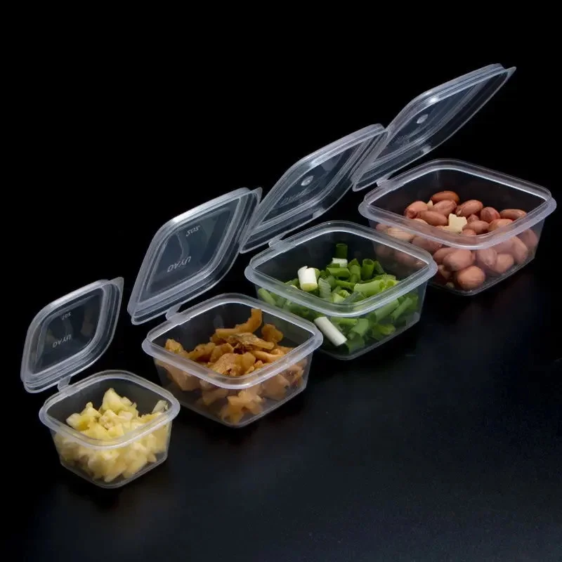China Wholesale Clear Plastic Seasoning Box Sauce Cup Disposable Food Container Square Or Round With Lid