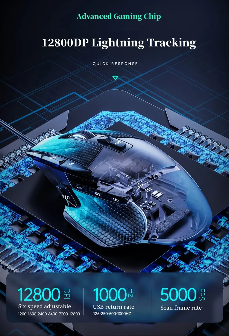 PCTENK IDM OEM Gaming Wired Mouse RGB Lighting USB Mouse With Side Button Pc Gamer Mice