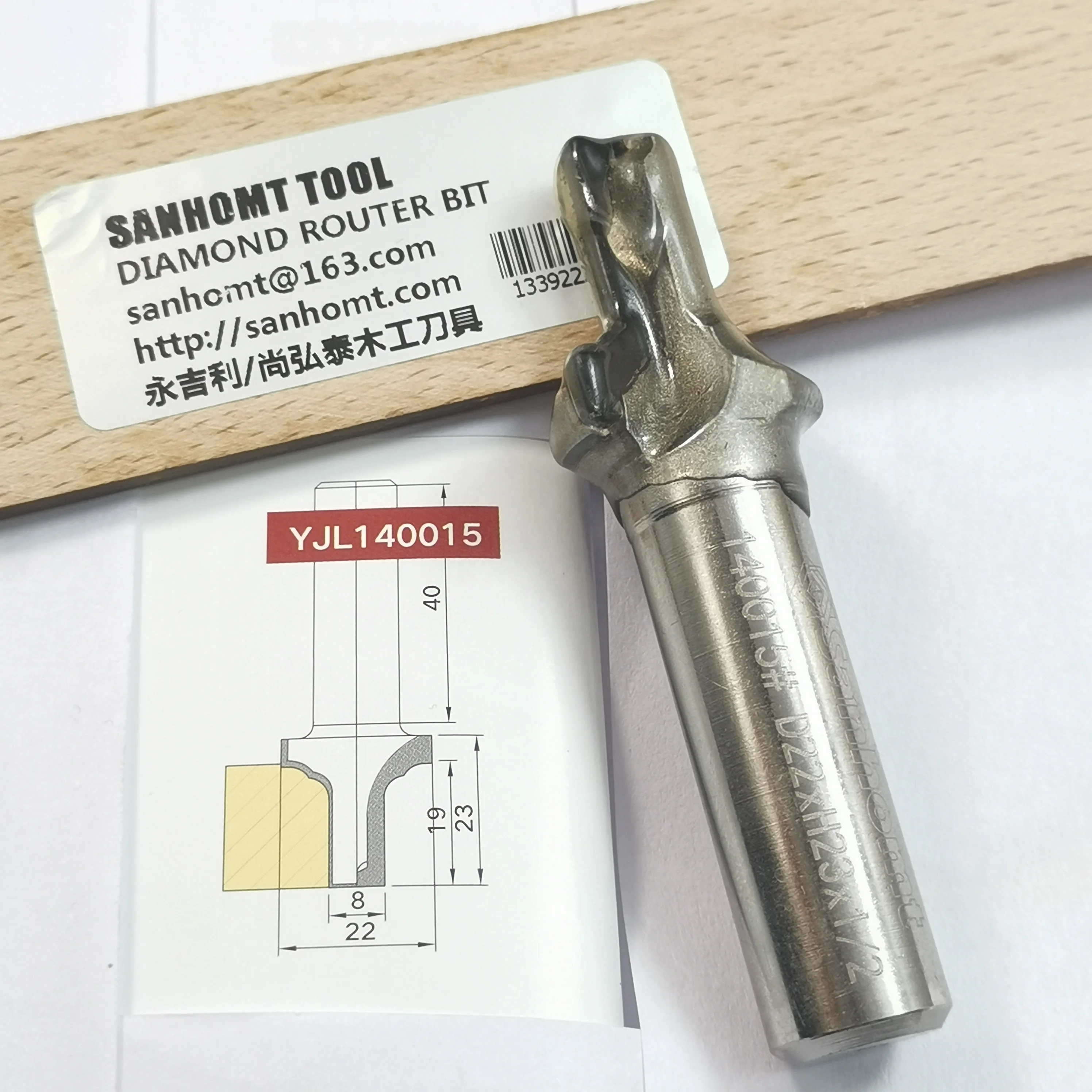 sanhomt 140015 Diamond carving knife for MDF cabinet panel PCD router bit Trimming cutter