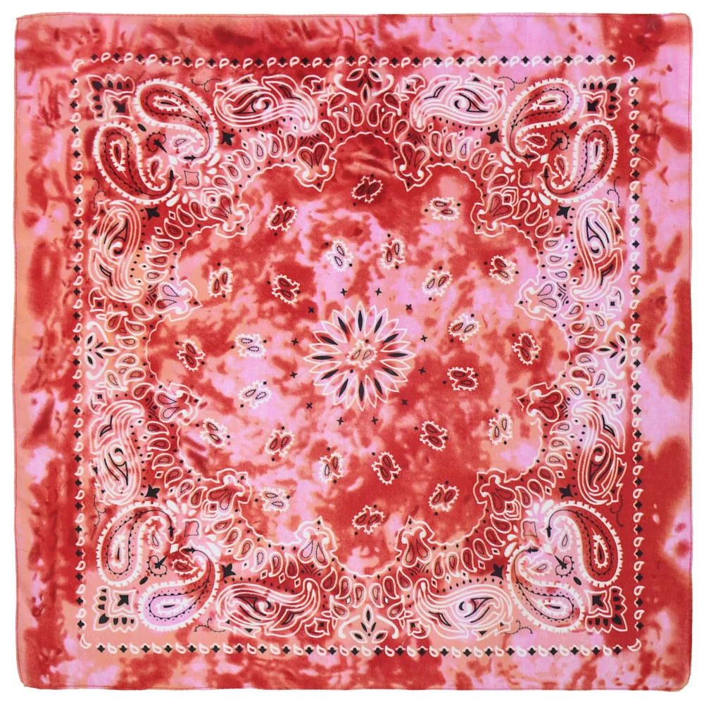 Wholesale Tie Dye Polyester Paisley Bandana Custom Print Hip Pop Colorful Paisley Bandana Scarf