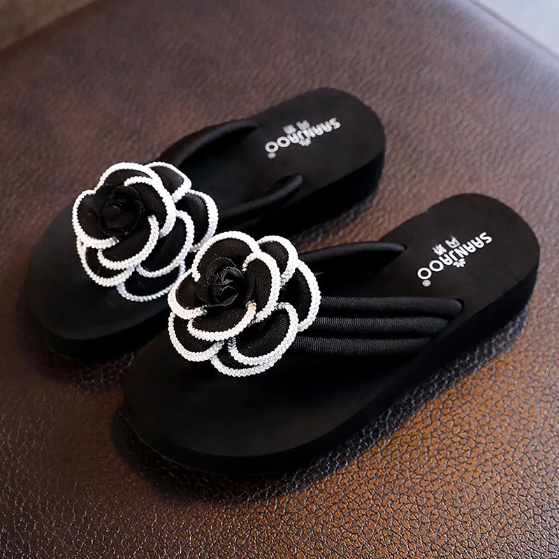 Summer outdoor non-slip slippers for girls, flower fashion flip-flops kids slippers children shoes