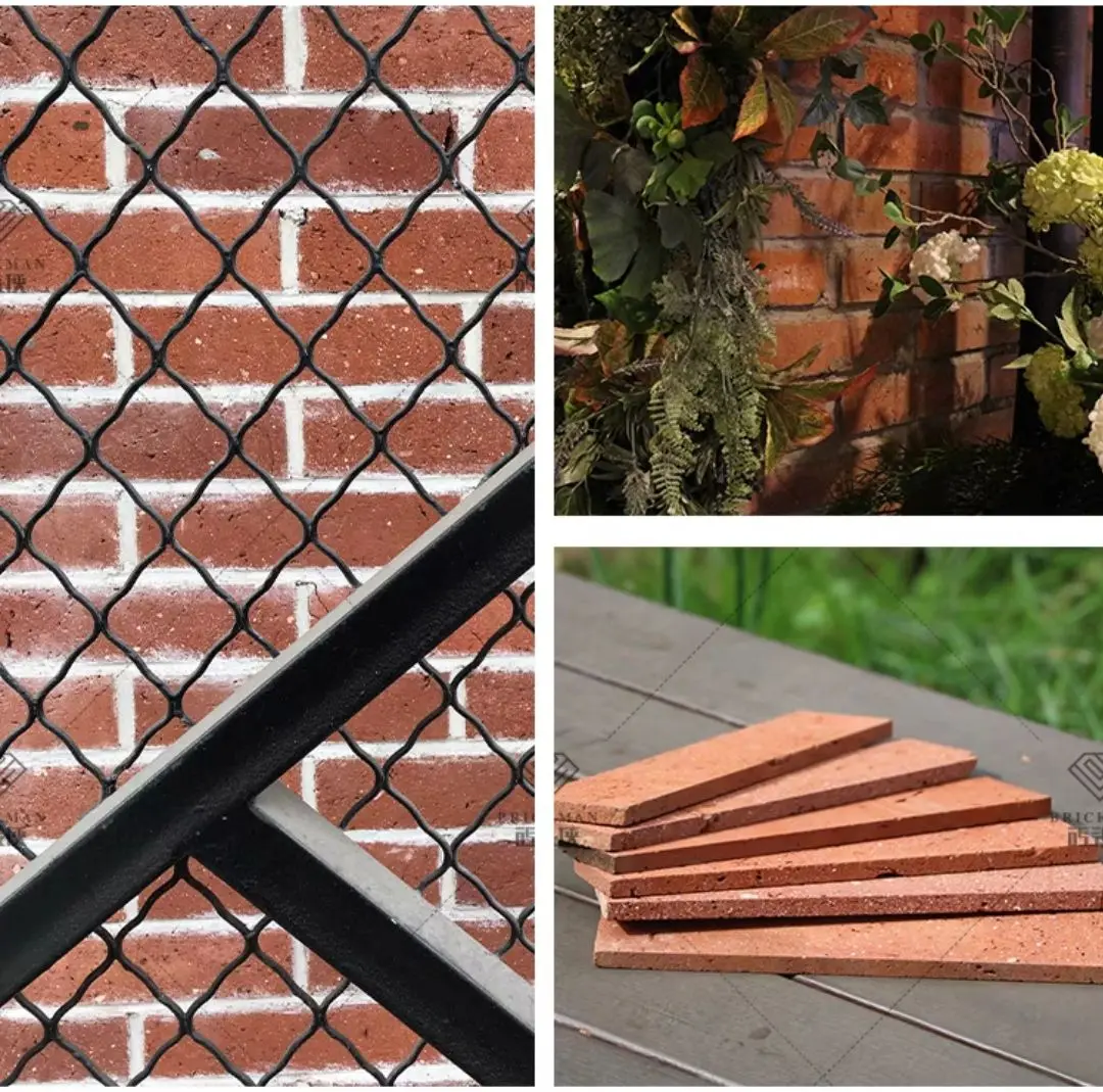 Наружный декоративный садовый ландшафтный дизайн Высококачественная Красная Глиняная облицовка ручной работы массивная наружная облицовочная плитка для дома