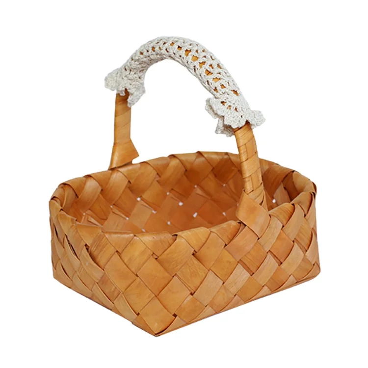 Handmade small wood chip vegetable basket food basket wood gift basket wholesale