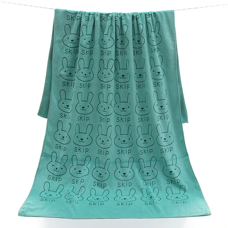 wholesale kids microfiber beach towel overlocked rabbit printed bath towel