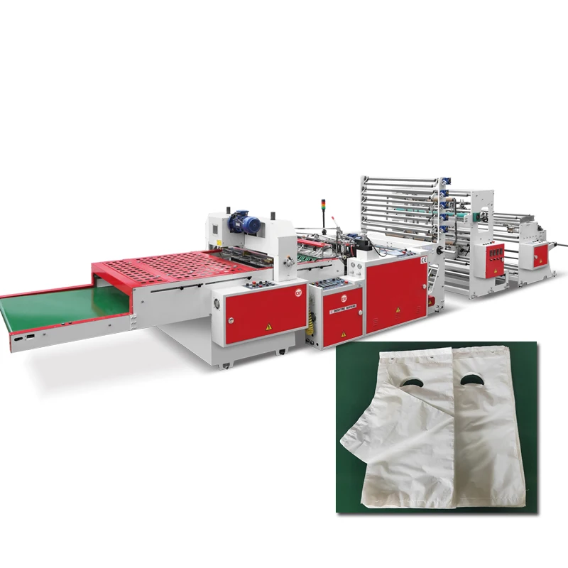 1000BS5+AP line plastic bag forming machine bottom seal hot slitting punching calendar bag making machine for small carry bag
