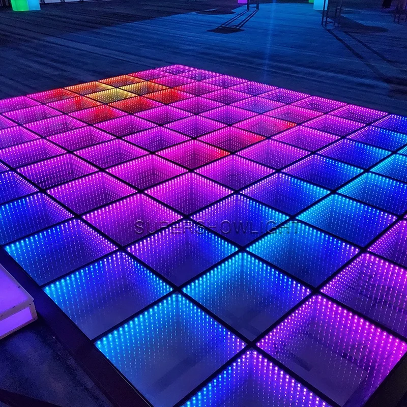 Supershow Magnetic 3d mirror wedding led video dance floor remote control interactive led dance floor for event party