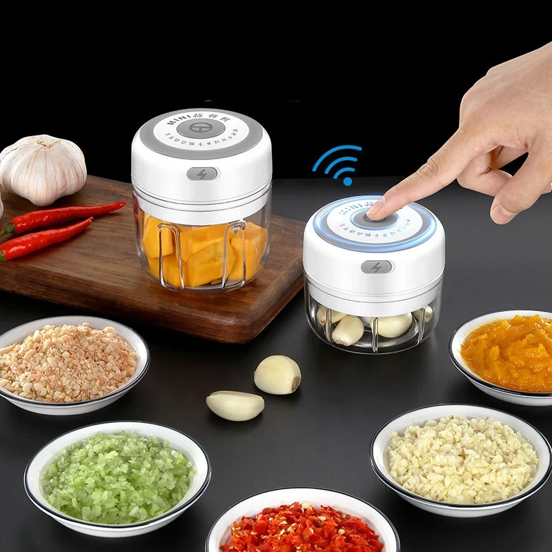 Kitchen Tool Grater Mini Chopper 100ml Electric Garlic Vegetable Chilli Chopper with USB Wireless